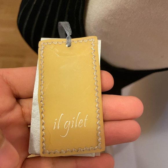 Il Gilet ladderstitch V-neck tank sweater in black viscose ladderstitch NWT - Picture 6 of 7